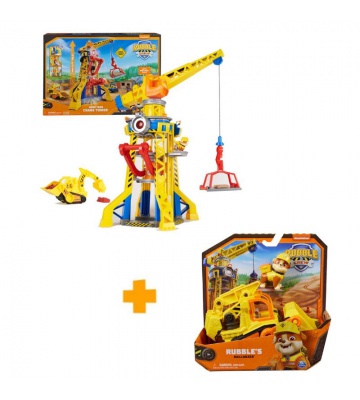 Paket: Rubble in ekipa interaktivni žerjav z zvoki 60 cm + osnovno vozilo Rubble