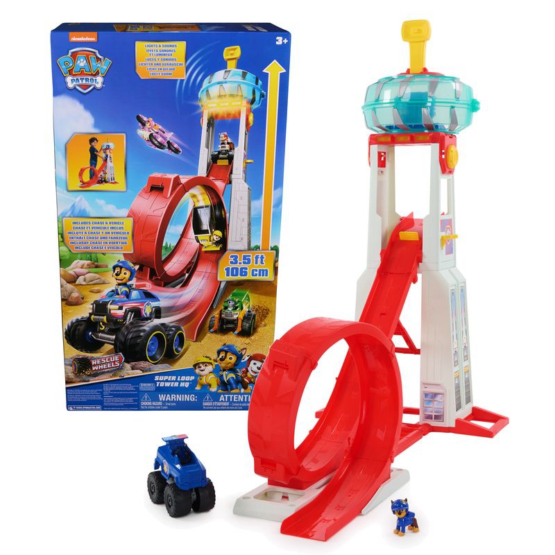 Ugoden paket: Veliki stolp za reševanje Rescue Wheels Paw Patrol + Rubble & Crew vozilo Rubble