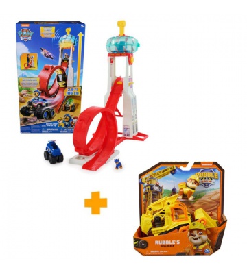 Ugoden paket: Veliki stolp za reševanje Rescue Wheels Paw Patrol + Rubble & Crew vozilo Rubble