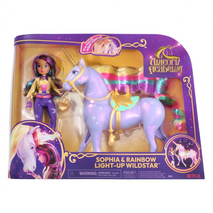 Unicorn Academy Wildstar 28 cm in Sophia 24 cm + Valentina in Cinder 11 cm za polovico