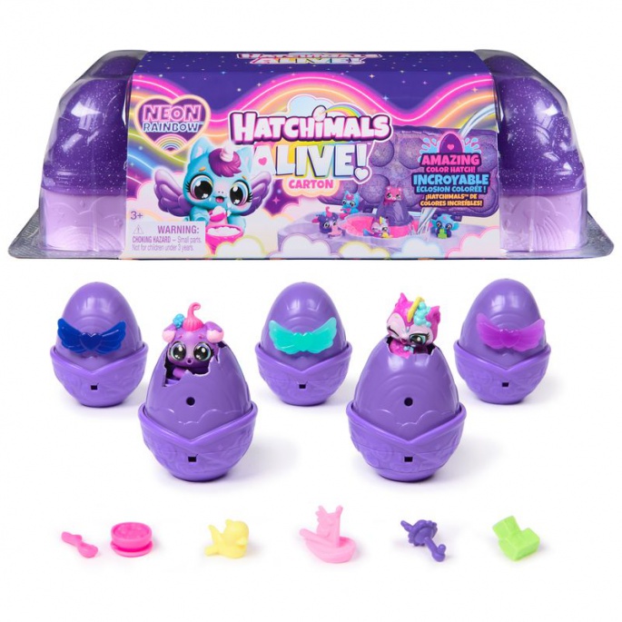 Hatchimals Neonová mavrica karton živali