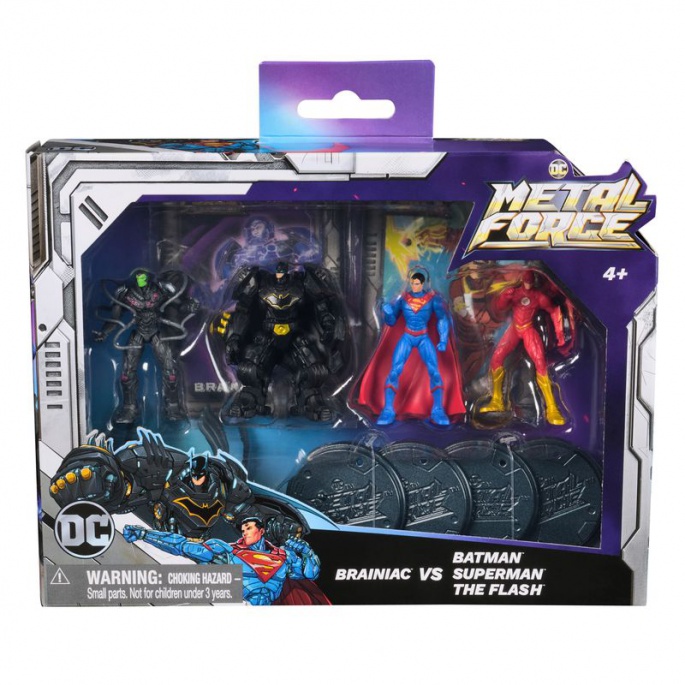 DC Metal Force komplet figuric s stojalom 5 cm