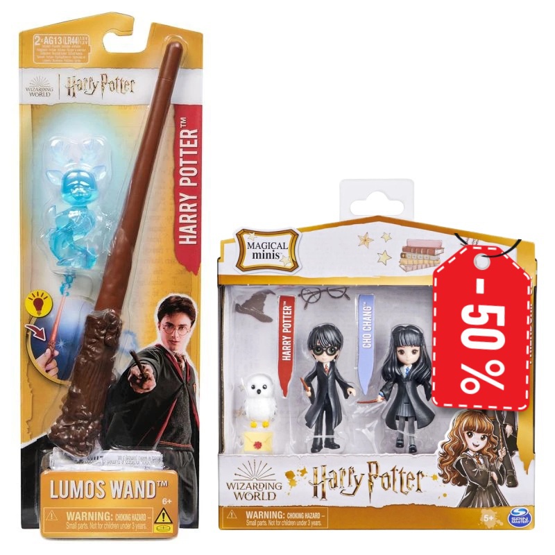Akcija Harry Potter čarobna palica s svetlečim patronom + figurice Harry in Cho za polovico cene