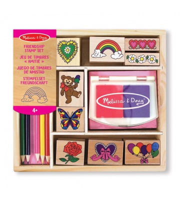 Melissa & Doug lesena štampiljka z pralnimi barvami – veseli prijatelji