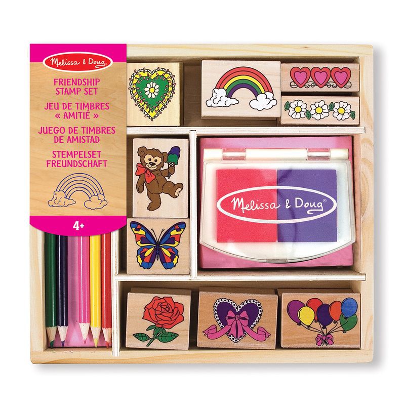 Melissa & Doug lesena štampiljka z pralnimi barvami – veseli prijatelji