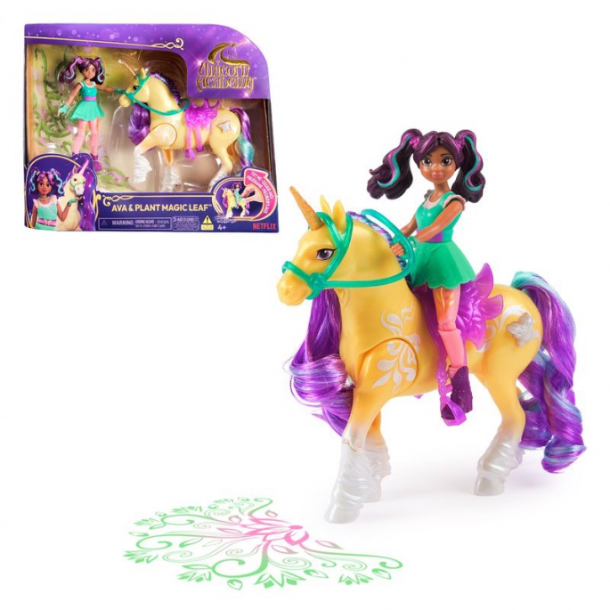 Unicorn Academy Ava in samorog Leaf s svetlečo sliko