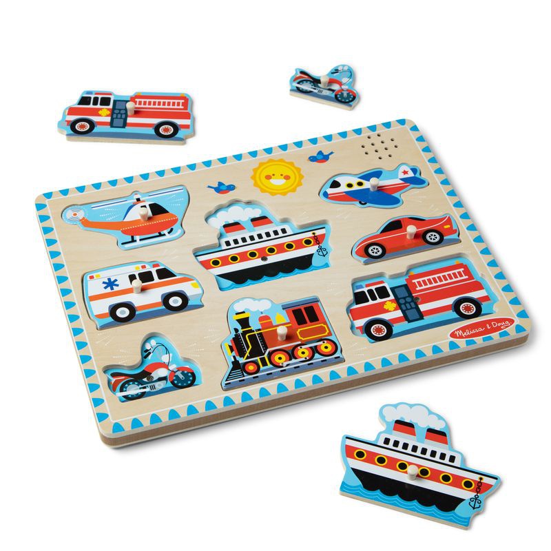 Melissa & Doug lesene puzzle zvočni učinki prevozna sredstva
