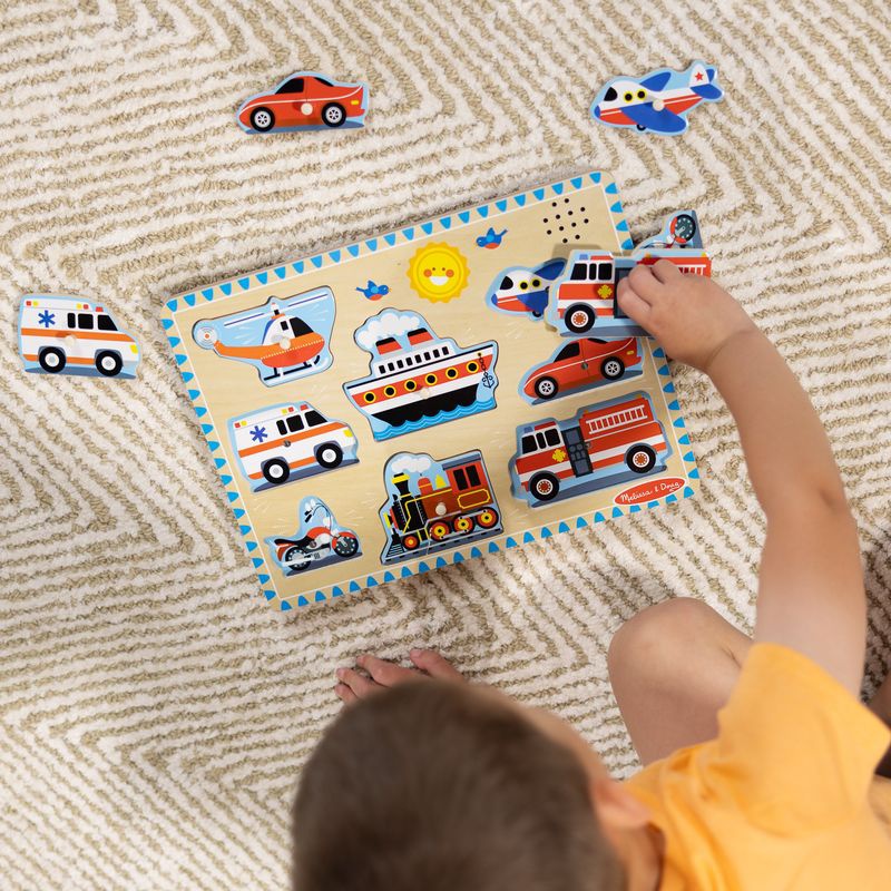 Melissa & Doug lesene puzzle zvočni učinki prevozna sredstva