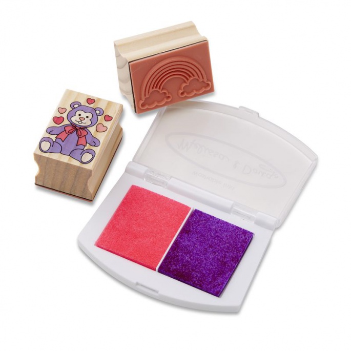 Melissa & Doug lesena štampiljka z pralnimi barvami – veseli prijatelji