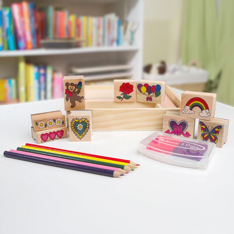 Melissa & Doug lesena štampiljka z pralnimi barvami – veseli prijatelji