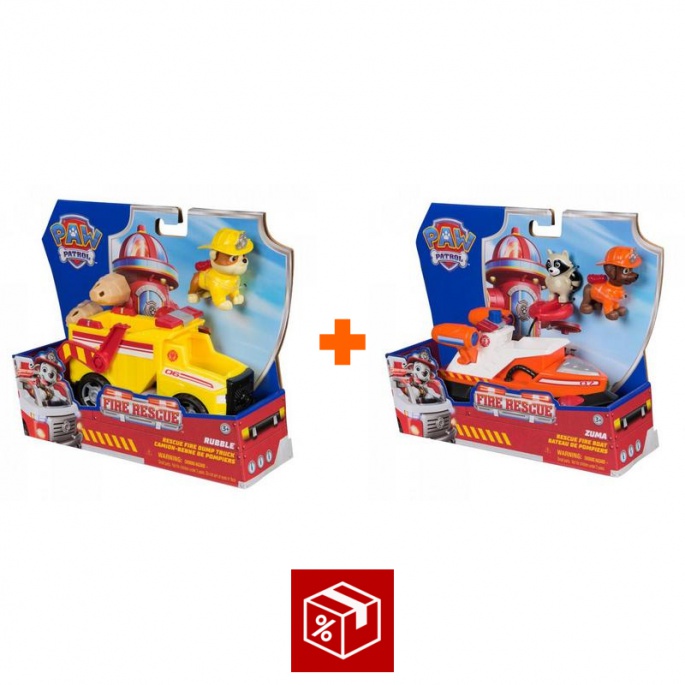 Ugoden set: Paw Patrol Fire Rescue vozilo Rubble + Fire Rescue vozilo Zuma