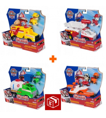 Ugodni komplet: Paw Patrol Fire Rescue vozilo Rubble + Marshall + Rocky + Zuma