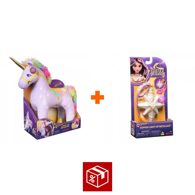 Ugodna ponudba: Unicorn Academy plišasti Wildstar z zvoki 38 cm + ogrlica s prstanom