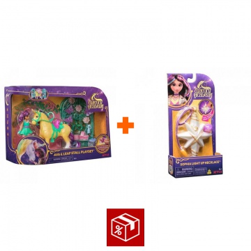 Ugodna ponudba: Unicorn Academy mala štala z enorogom Ava in Leaf, ki spreminja barve + ogrlica s prstanom