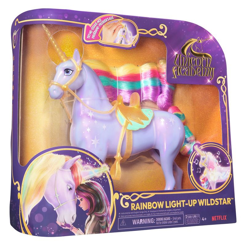 Ugoden set: Unicorn Academy svetlobni samorog Wildstar 28 cm + ogrlica s prstanom