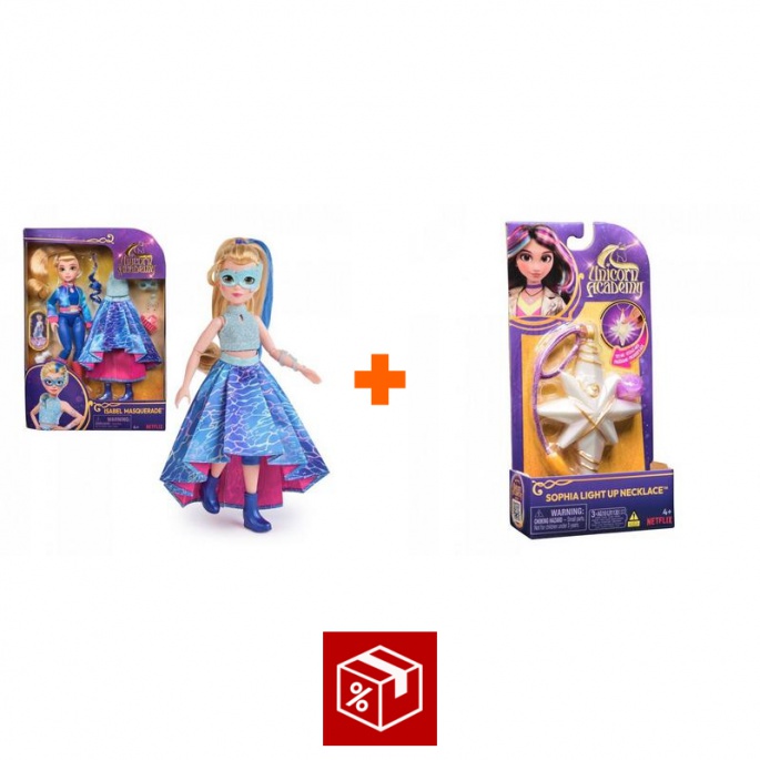 Paket ugodnosti: Unicorn Academy deluxe punčka Isabel 24 cm + ogrlica s prstanom
