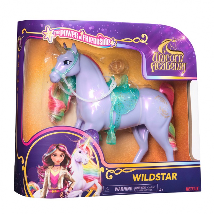 Ugoden komplet: Unicorn Academy česalni enorožec Wildstar 24 cm + ogrlica s prstanom