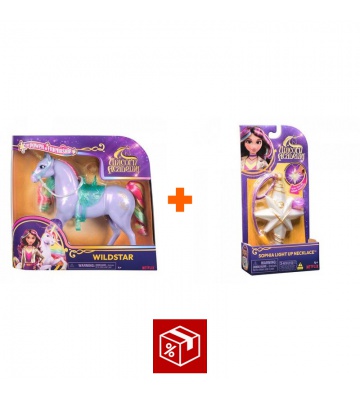 Ugoden komplet: Unicorn Academy česalni enorožec Wildstar 24 cm + ogrlica s prstanom