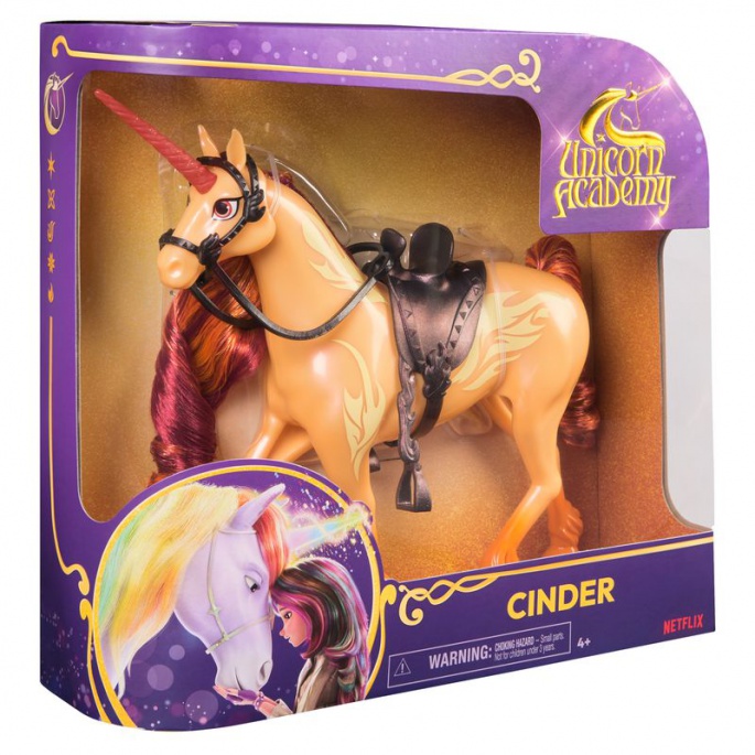 Ugodni set: Unicorn Academy česalni samorog Cinder 24 cm + ogrlica s prstanom