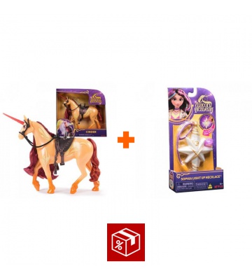 Ugodni set: Unicorn Academy česalni samorog Cinder 24 cm + ogrlica s prstanom