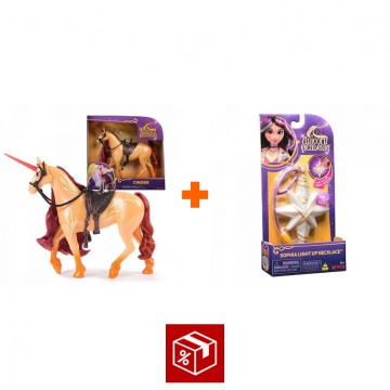 Ugodni set: Unicorn Academy česalni samorog Cinder 24 cm + ogrlica s prstanom
