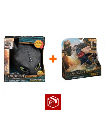 Ugoden set: Kako izuriti svojega zmaja maska Bezzubky z zvoki in lučmi + Gronckle in Škilek