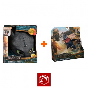 Ugoden set: Kako izuriti svojega zmaja maska Bezzubky z zvoki in lučmi + Gronckle in Škilek