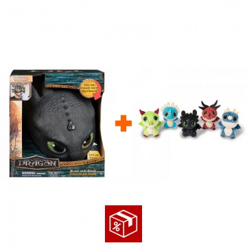 AKCIJA: Maska Bezzobca iz 'Kako izuriti svojega zmaja' z zvoki in lučmi + plišasti zmaji v sodu BREZPLAČNO