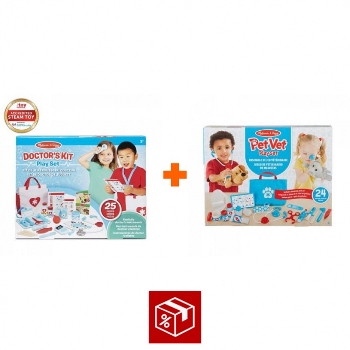 Ugoden set: Melissa & Doug igra zdravnika + igra veterinarja