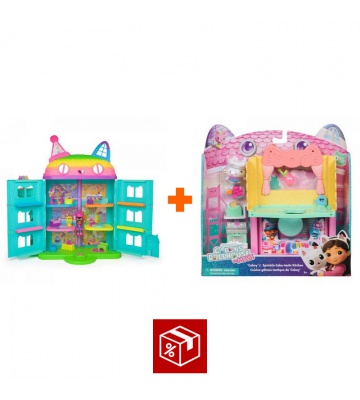 Ugoden set: Gabby’s Dollhouse velik hiša praznovanje + soba za hišo kuhinja