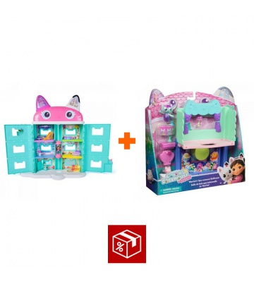 Ugoden komplet: Hiša iz filma Gabby’s Dollhouse: velika hiša iz filma + kopalnica za veliko hišo