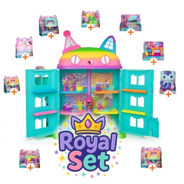 Royal set: Gabby’s Dollhouse veliki dom zabava s 9 dodatki + plišasti Mercat BREZPLAČNO