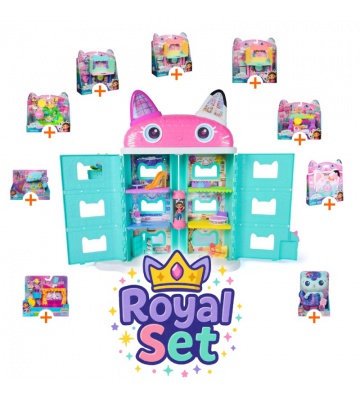 Kraljevski set: Gabby’s Dollhouse velik hiša iz filma z 9 dodatki + plišasti Mercat BREZPLAČNO