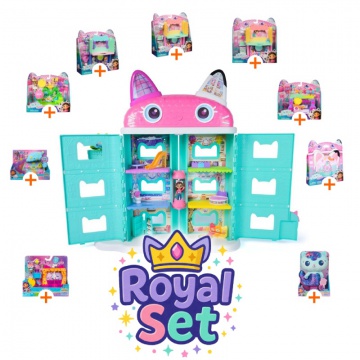 Kraljevski set: Gabby’s Dollhouse velik hiša iz filma z 9 dodatki + plišasti Mercat BREZPLAČNO