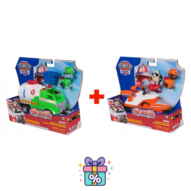 Ugoden komplet: Paw Patrol Fire Rescue vozilo Rocky + Fire Rescue vozilo Zuma