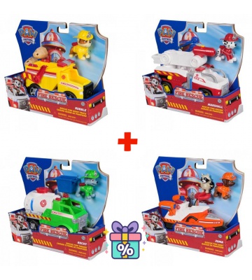 Ugodni komplet: Paw Patrol Fire Rescue vozilo Rubble + Marshall + Rocky + Zuma