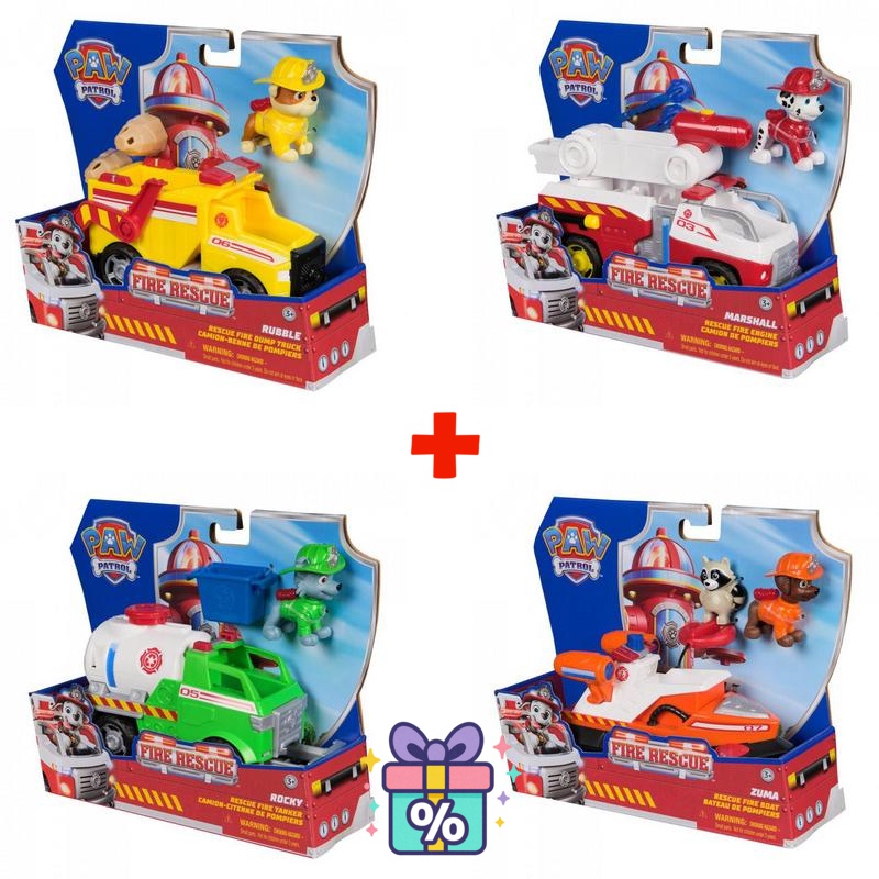 Ugodni komplet: Paw Patrol Fire Rescue vozilo Rubble + Marshall + Rocky + Zuma