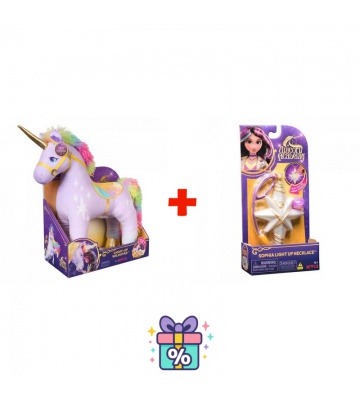 Ugodna ponudba: Unicorn Academy plišasti Wildstar z zvoki 38 cm + ogrlica s prstanom