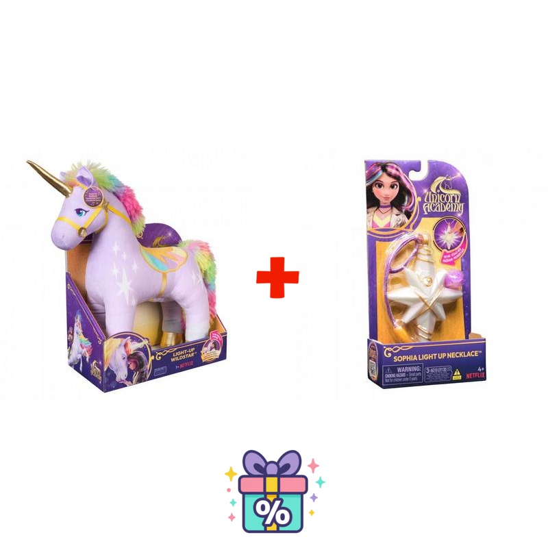Ugodna ponudba: Unicorn Academy plišasti Wildstar z zvoki 38 cm + ogrlica s prstanom