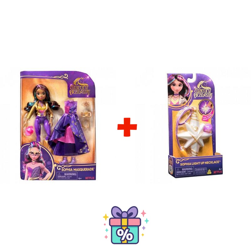 Ugoden set: Unicorn Academy deluxe lutka Sophia 24 cm + ogrlica s prstanom