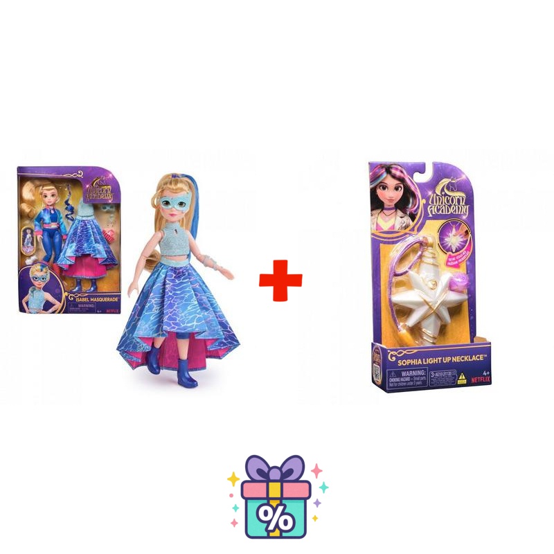 Paket ugodnosti: Unicorn Academy deluxe punčka Isabel 24 cm + ogrlica s prstanom