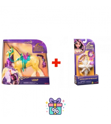 Ugodni set: Unicorn Academy Unicorn za česanje Leaf 28 cm + ogrlica s prstanom