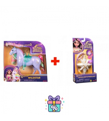 Ugoden komplet: Unicorn Academy česalni enorožec Wildstar 24 cm + ogrlica s prstanom
