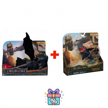 Ugoden set: Kako izuriti svojega zmaja plišasta igrača Brezzobi objemajoči + Gronckle in Škilek