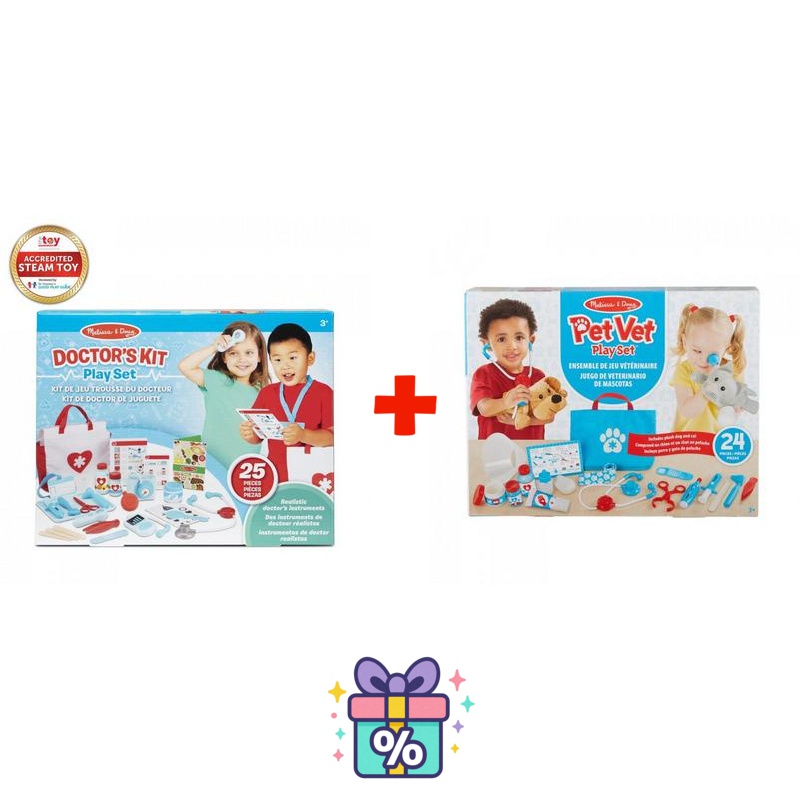Ugoden set: Melissa & Doug igra zdravnika + igra veterinarja