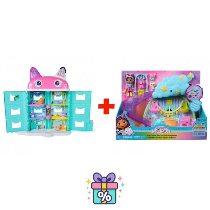 Ugoden set: Gabby’s Dollhouse iz filma: Velika hiša iz filma + igralni set za jaslice