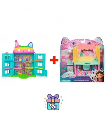 Ugoden set: Gabby’s Dollhouse velik hiša praznovanje + soba za hišo kuhinja