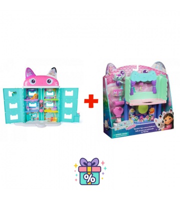 Ugoden komplet: Hiša iz filma Gabby’s Dollhouse: velika hiša iz filma + kopalnica za veliko hišo