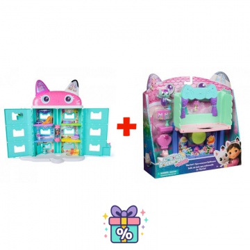 Ugoden komplet: Hiša iz filma Gabby’s Dollhouse: velika hiša iz filma + kopalnica za veliko hišo