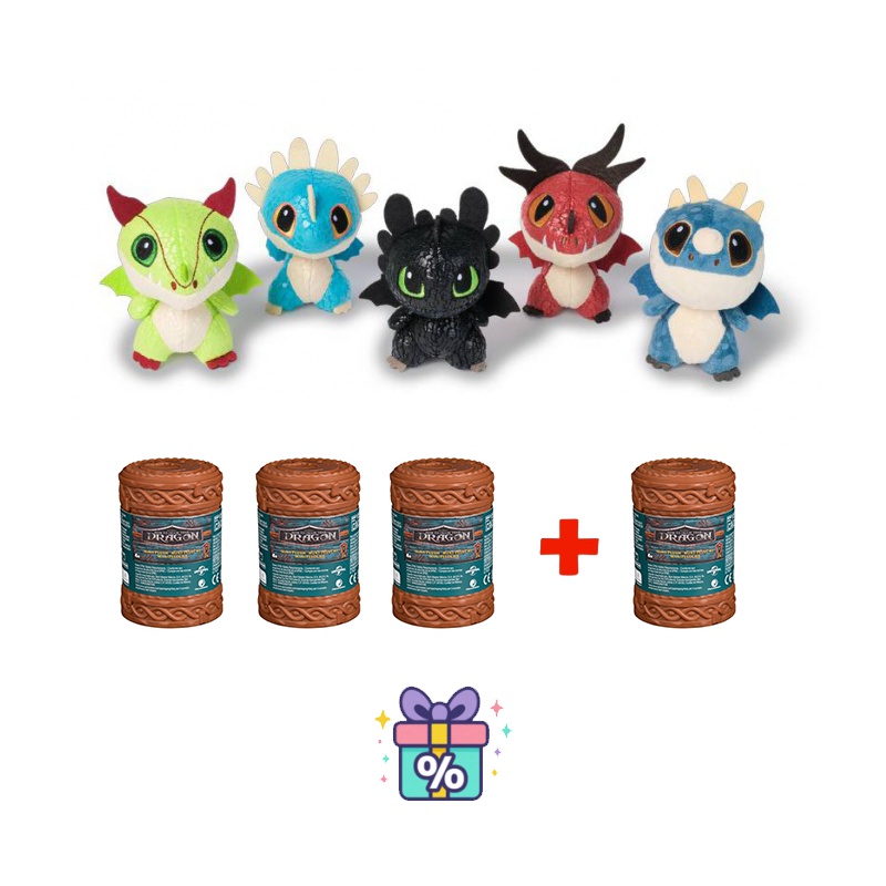 AKCIJA 3+1 brezplačno: Kako izuriti svojega zmaja - 4 plišasti zmaji v sodu za ceno 3